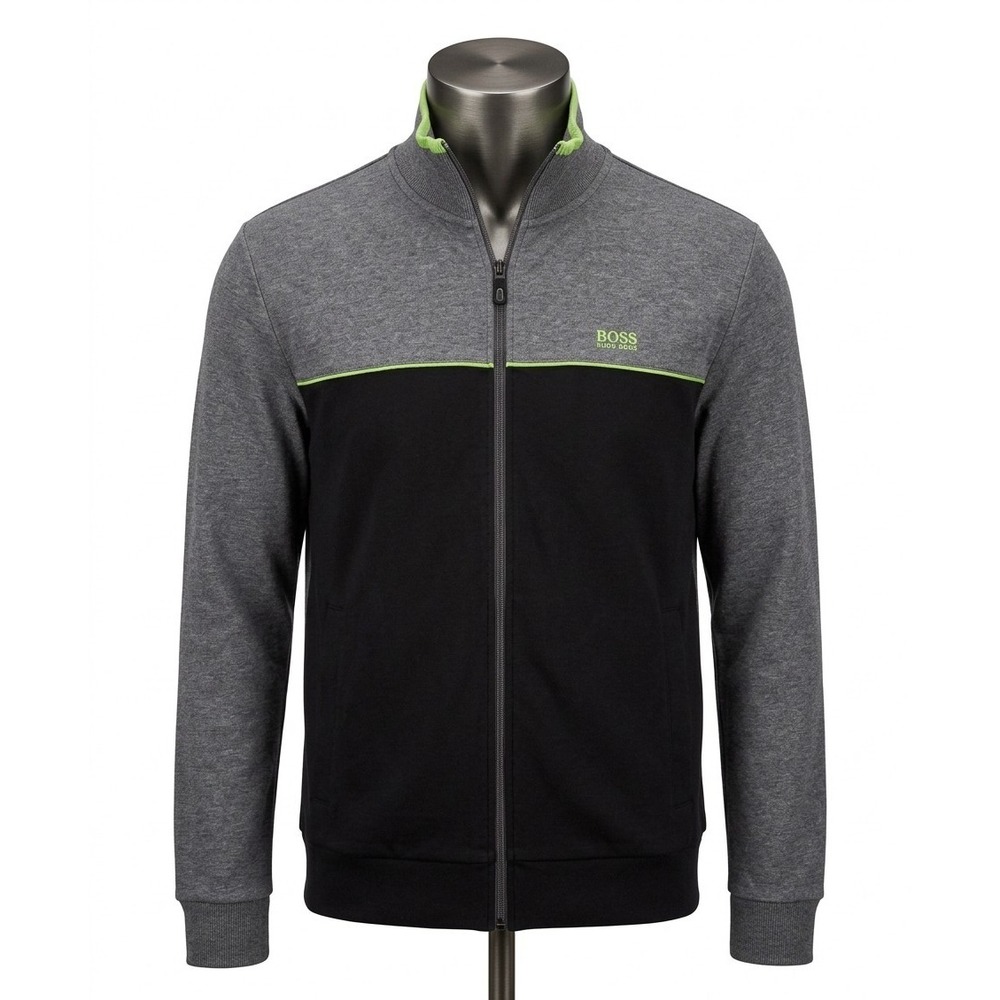 Hugo Boss Zip-Up Jacket Men's XL | Black/Gray & Teal Trim Track Jacket
